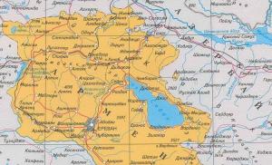 Карта на Армения от сателит Показване на политическа карта и знаме на Армения