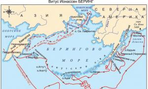Берингово море: географско положение, описание Описание на Берингово море по план